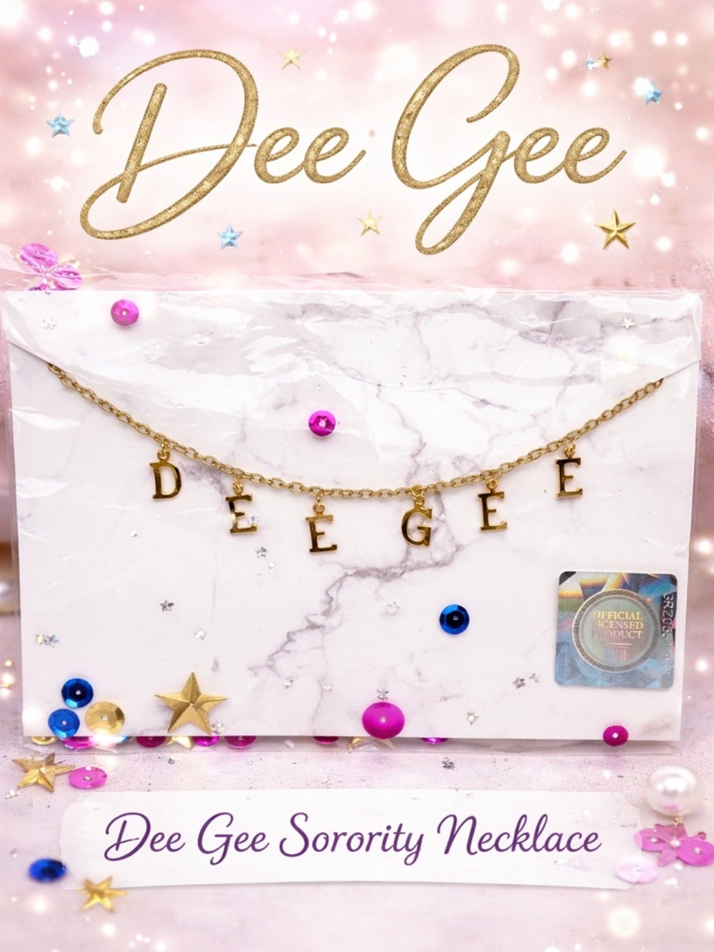 Sorority Necklace - Dee Gee Gold Letter Charm Necklace